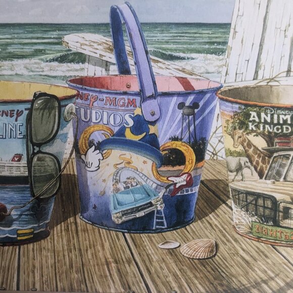 Disney David Doss 11x14 Print "Summer Magic" Beach Sand Buckets 2005 art PP-408 - Picture 2 of 4